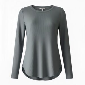 Chaser Ribbed Thermal Tunic Scoop Neck Small Gray Blue